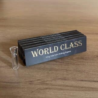 world class king size slim rolling papers 5-pack with 1 glass smoking tip